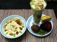 fruit custard in a glass image