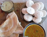 idli, dosa, sambar and chutney